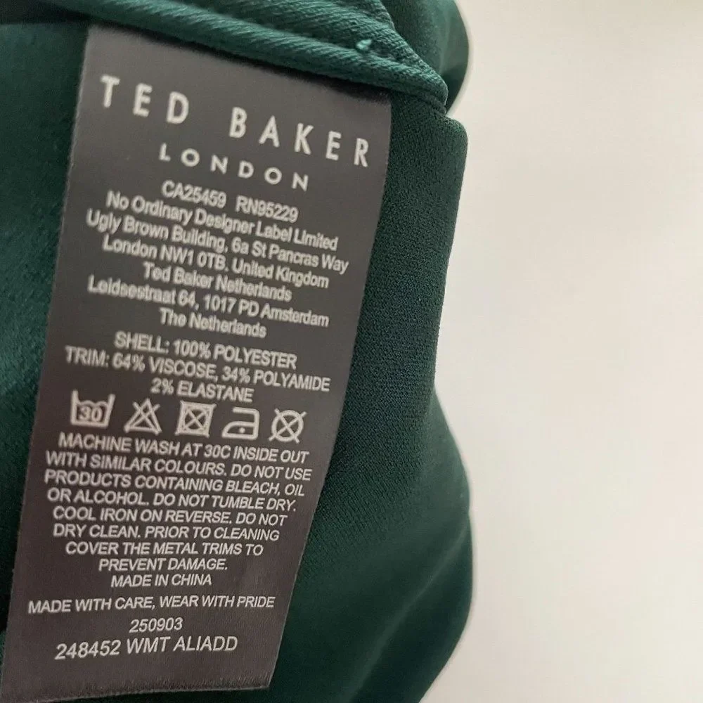 Ted Baker Aliadd Rib Detail Jogger Trouser Pants Green US 8-10 Career NWT - Picture 13 of 13
